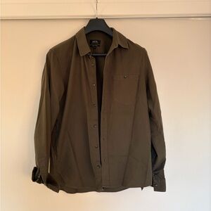 A.P.C. Men’s Olive Green Button-Up Shirt